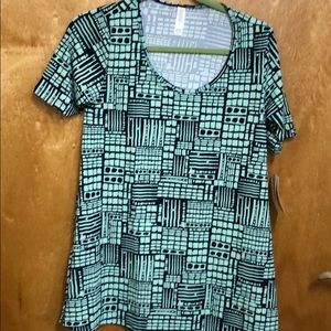 LuLaRoe xxs perfect t green and dark navy NWT